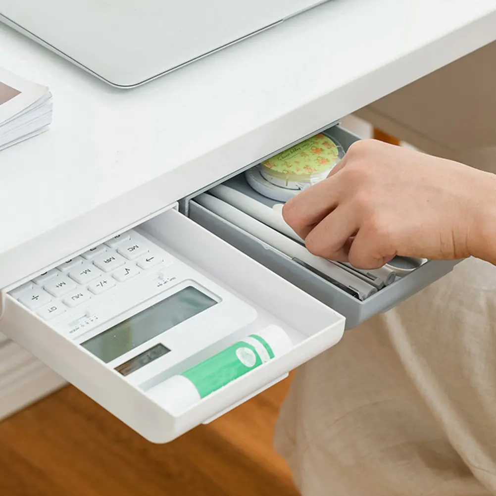 

Набор из 2 больших выдвижных органайзеров для стола: скрытый ящик для хранения канцелярии под столом