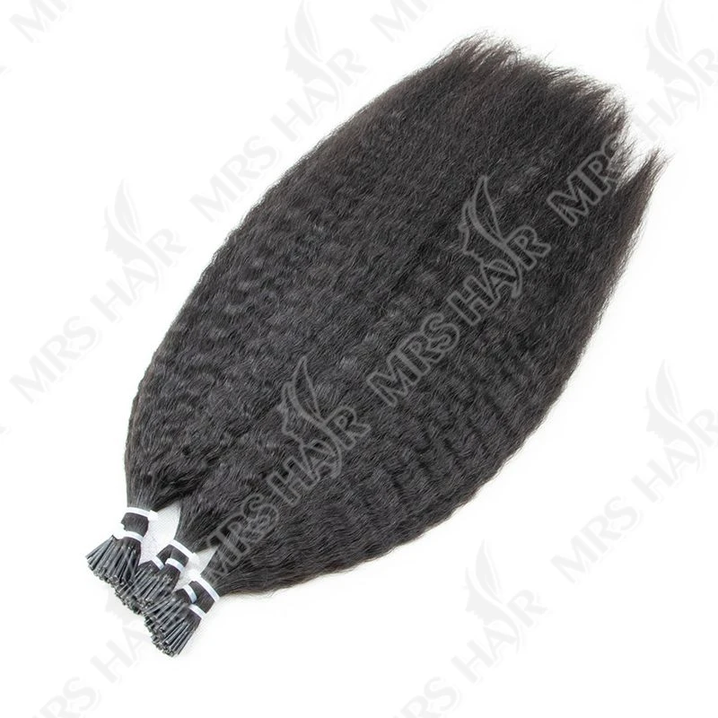 Kinky Straight I Tip estensioni dei capelli umani cuticole Remy Micro Link con perline gratuite 1.5cm 12 "-26" nave dal magazzino FR