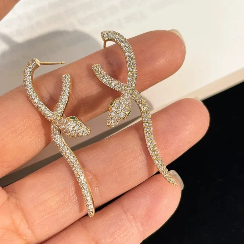 Fashion Zircon Snake Drop Earrings For Women Girls Personality Party Punk Accessories e1252