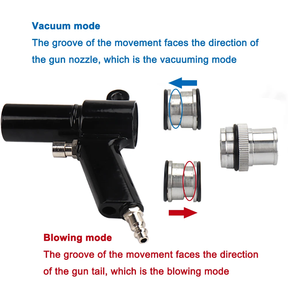 Air Vacuum Blow Gun Pneumatic Cleaner with Nozzles and Dust Removal Suction Gun Pistol Type Cleaning Tool