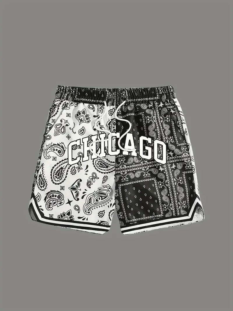 2024 New Summer CHICAGO And Paisley Pattern Baskerball Pants Jersey Sun Beach Shorts Fitness Sports Training Basketball Shorts