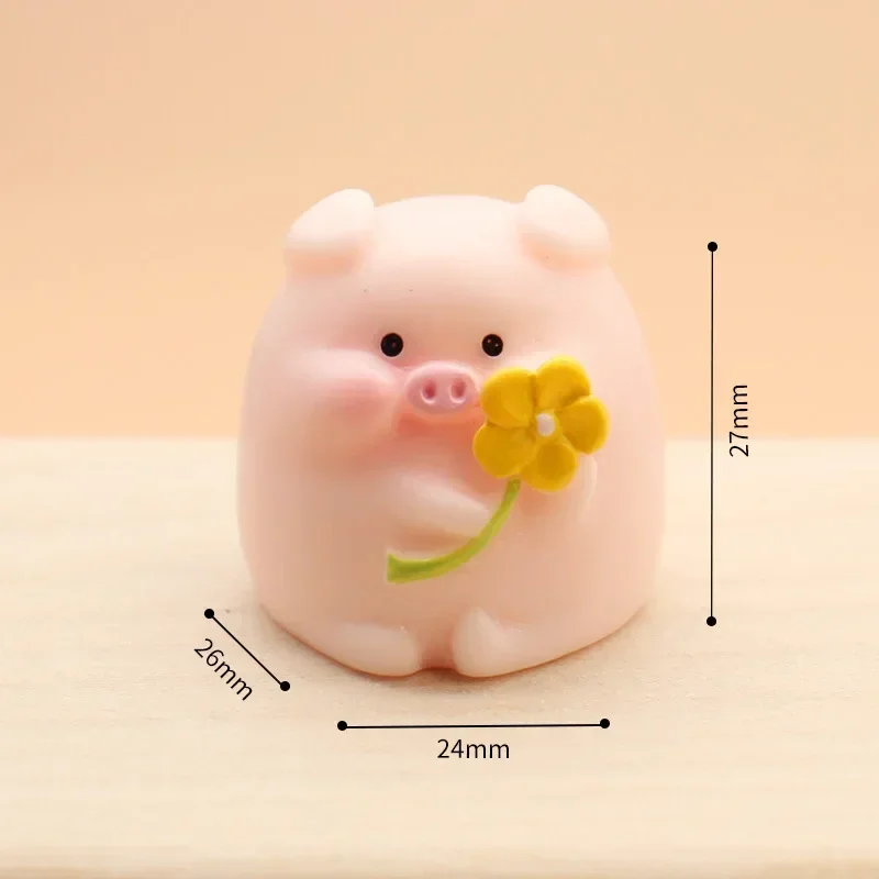 Kawaii Mini Pig Resin Ornaments Cute Pink Pig Model Figurine Car Accessory Home Office Table Decor Birthday Gift