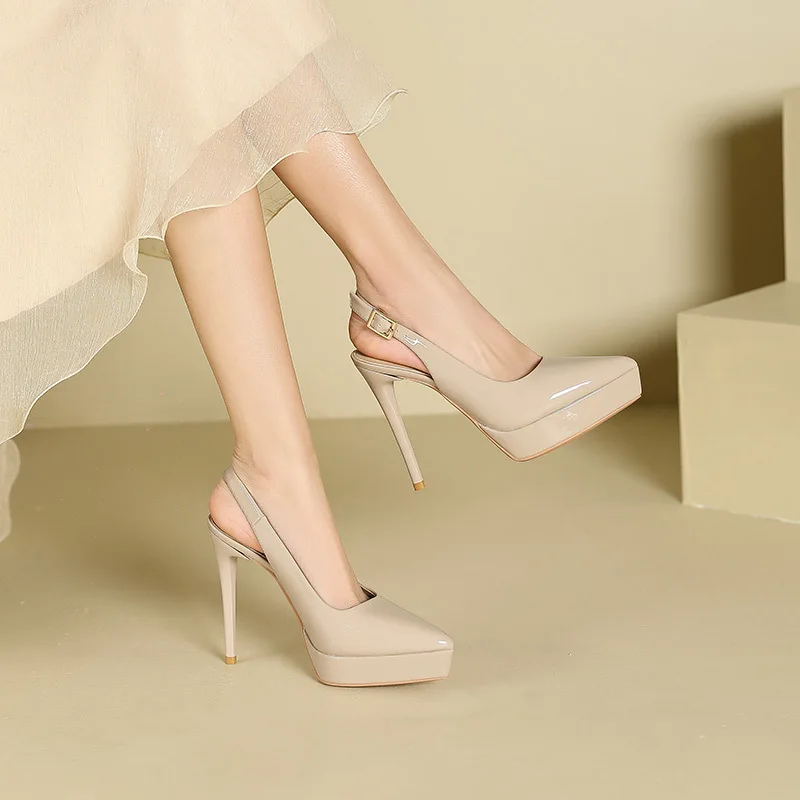 Bag Toe Back Hollow Sandals Women's Summer Pointed Toe Stiletto Heels Sexy Platform Sandals Women view 2