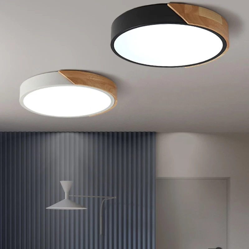 

Modern LED Lighting Living Room Ceiling Lamp Bedroom Wooden Frame Corridor Indoor Deco Fixture Balcony Pink Green