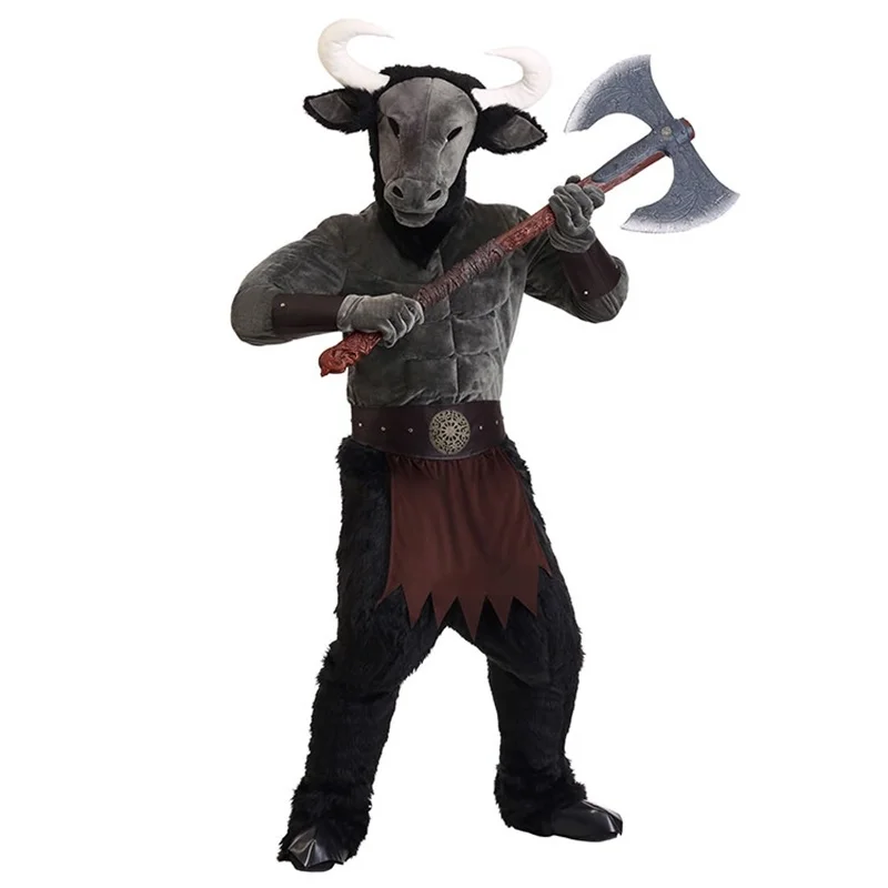 Black Wild Ox Bull Cattle Cosplay Halloween Carnival Costume Adult Character Chief Outfits Animals Jumpsuits for Men