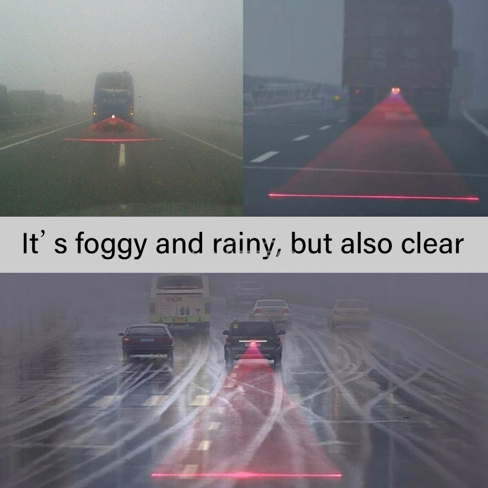 Car Led Anti Collision Light 12V Warning Brake Parking Rearing Auto Tail Laser Fog Lamp Red Trunk Strobe Bulb LED Decor Distance