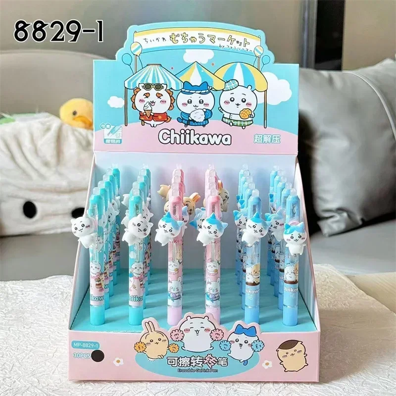 

30pcs Miniso Chiikawa Erasable Gel Pen Cartoon Cute Girl's Heart Ins Turn Pen Signature Pen 0.5mm Student Stationery Wholesale