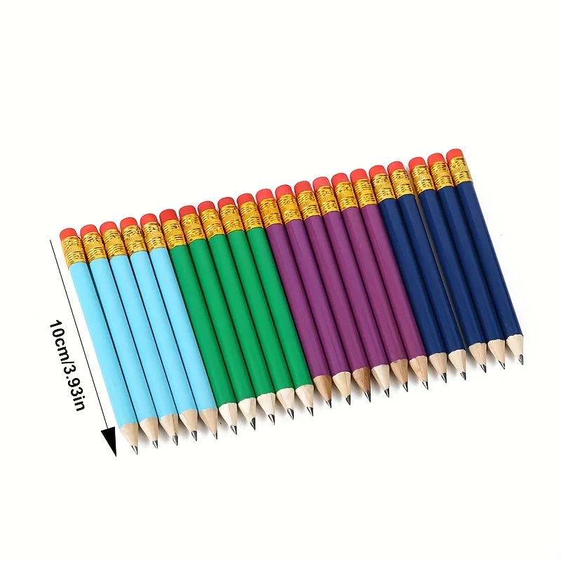 Personalized custom-engraved 30 HB short wooden pencils with erasers - sharpened pencils, golf short pencils