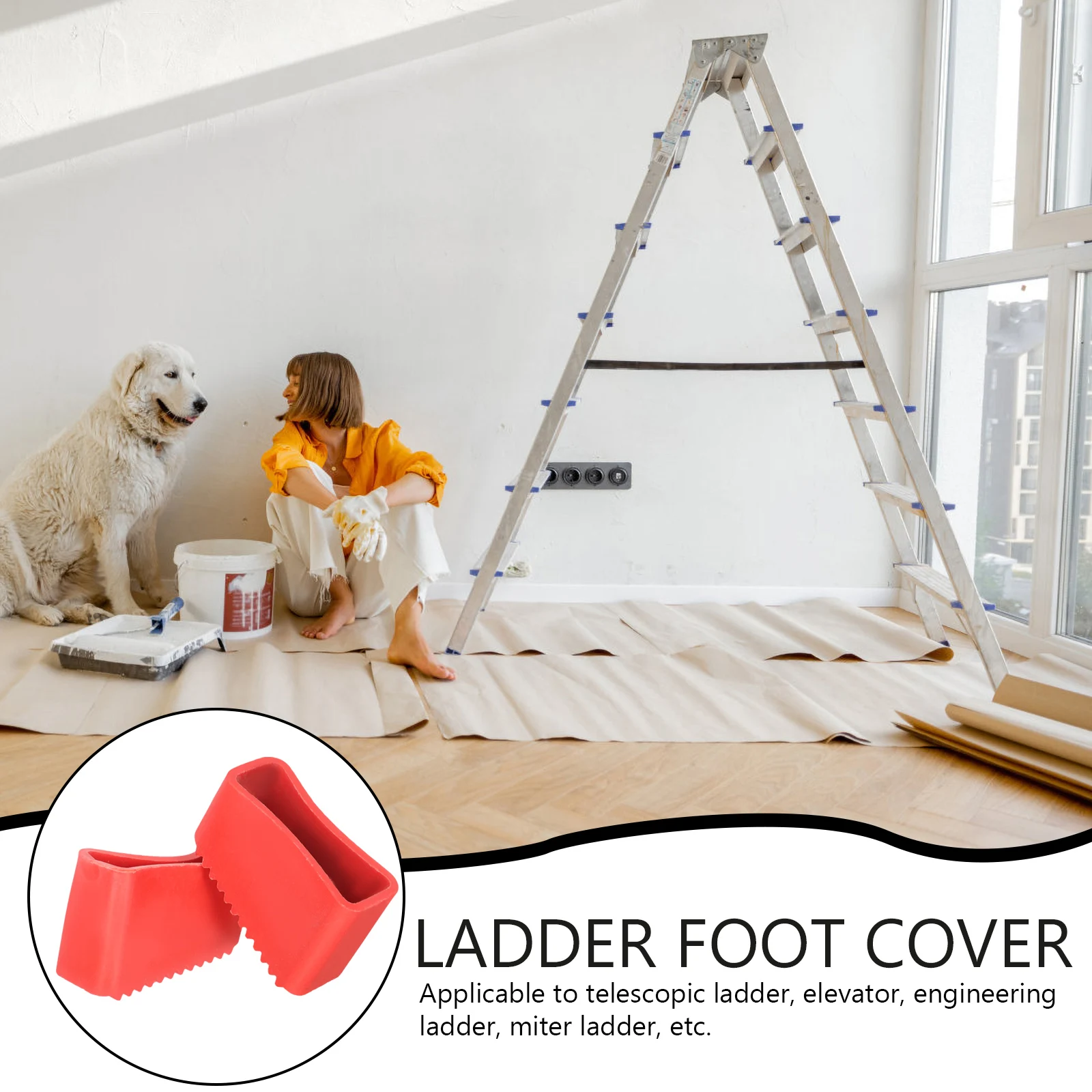 

4Pcs Ladder Foot Cover Rubber Mat Thickened Non-Slip Ladder Feet Pad Durable Foot Caps Stable Protective Accessory