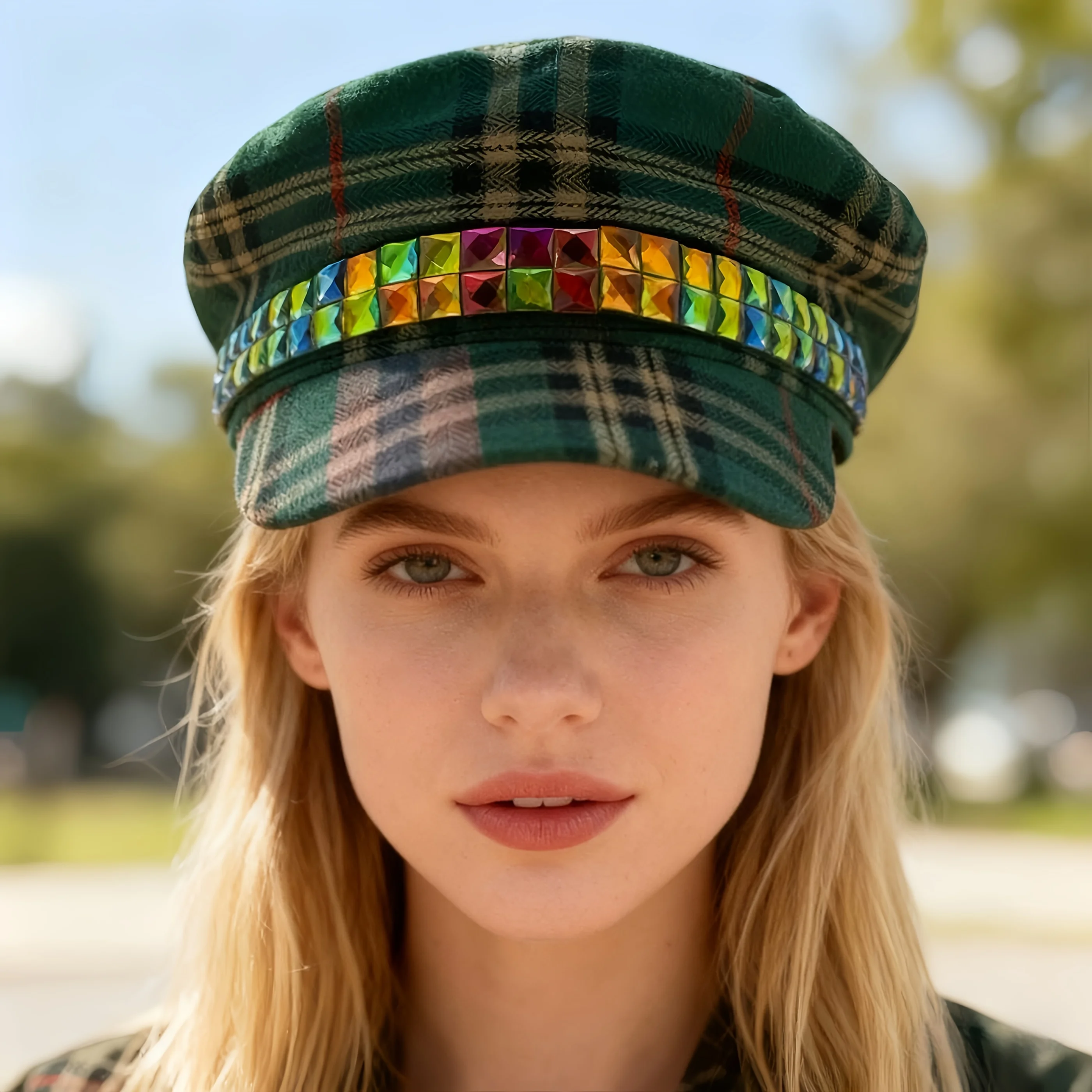 HongLuan zoet geruit patroon baret en krantenjongenspet vrouw, cosplay vrouwelijke accessoires