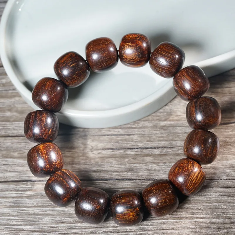 Papuan Agarwood Dark Night Starry Sky Buddhist , Fragrant Material Old Style Bead Bracelet, Wooden Prayer Beads