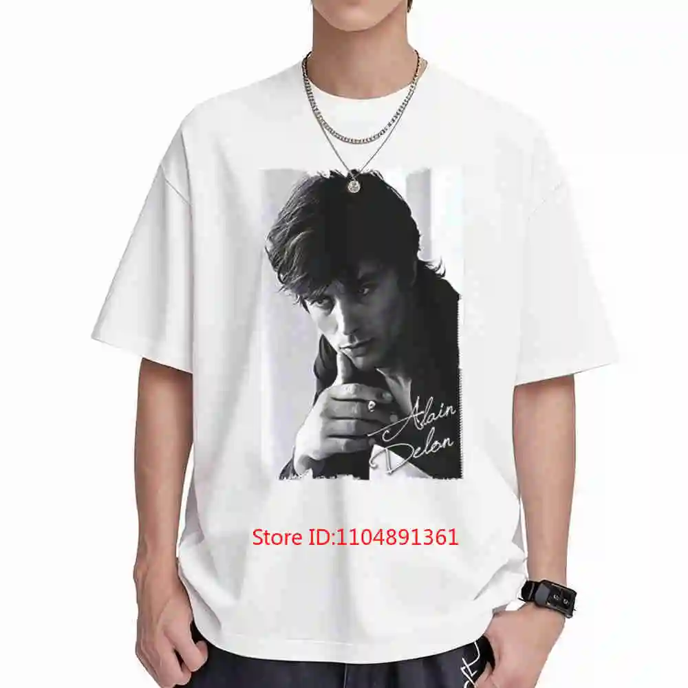 Alain Delon Signature Face French Actor Short Sleeve Tee 100% Cotton T-Shirt