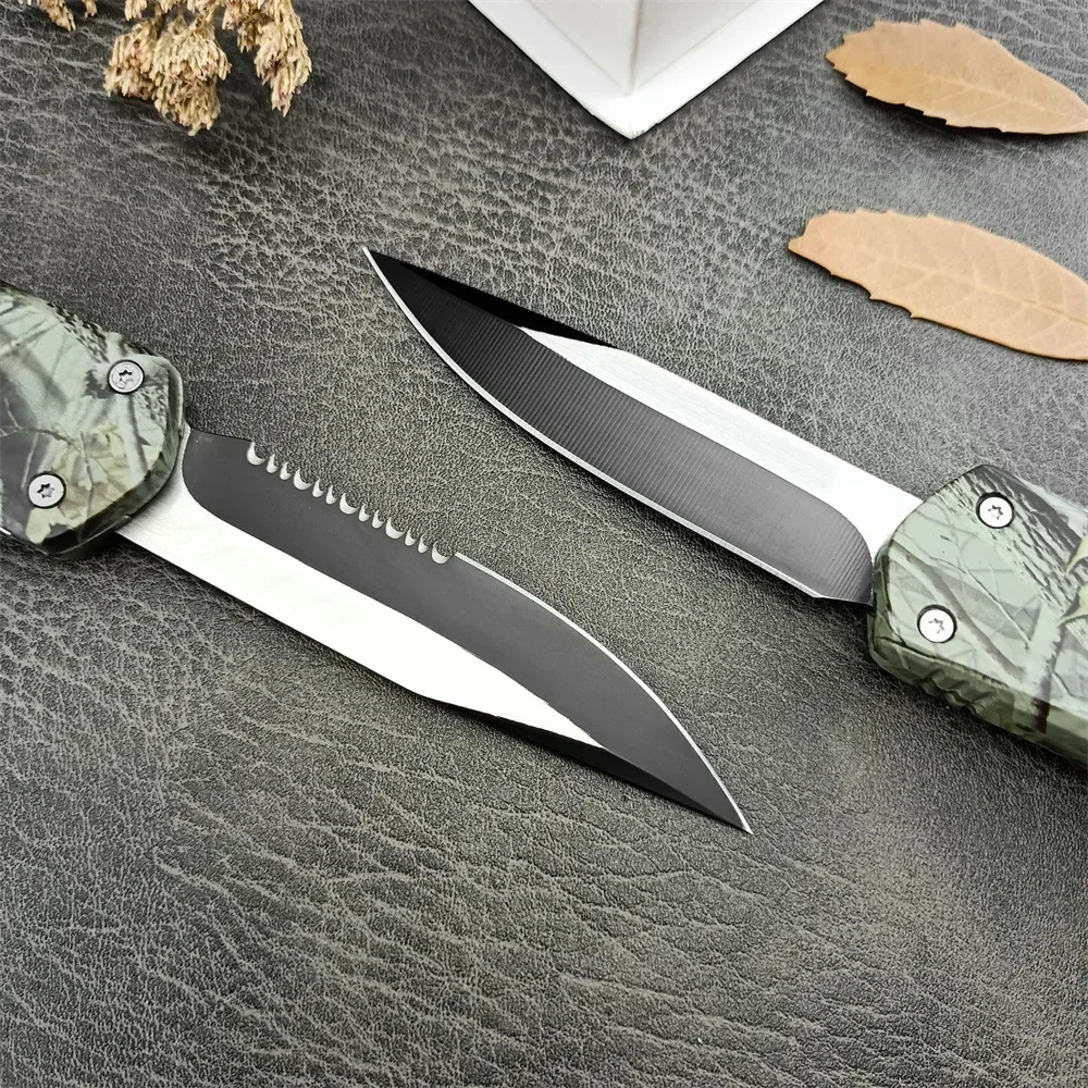 New A07 Auxiliary Pocket Knife 440c Blade Green Camouflage Zinc Alloy Handle Outdoor Tactical Knife EDC Camping Hunting Tool