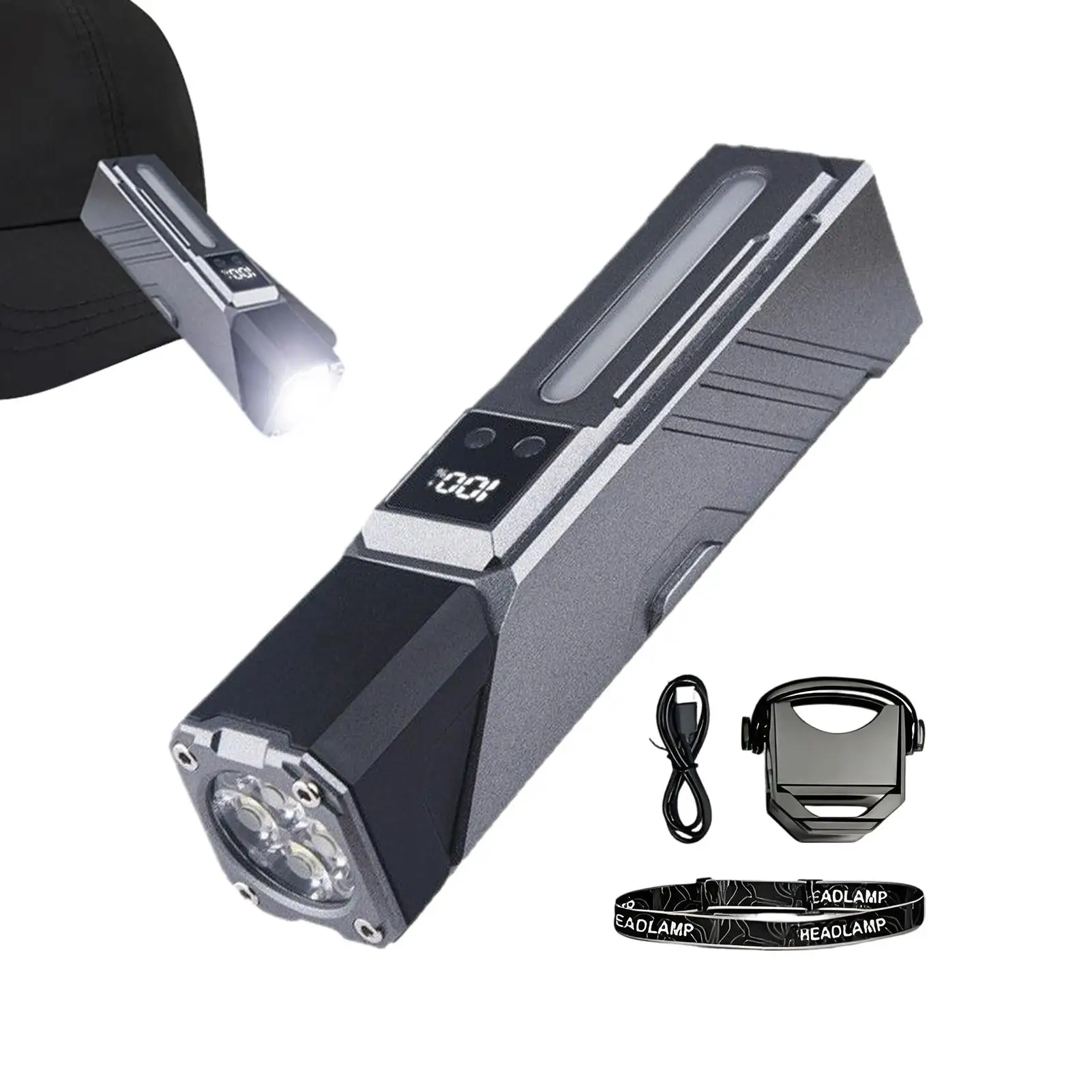 

All-Terrain LED Flashlight, Multi-Mode Waterproof with Magnet & Headband, Hands-Free Light for Hiking Fishing Work Survival
