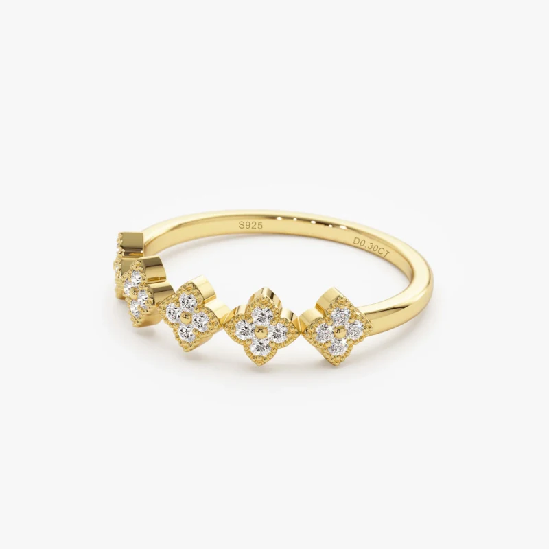 

Роскошное кольцо из стерлингового серебра 925 пробы с четырьмя листами клевера Eternity, круглое женское кольцо с муассанитом и сертификатом, ювелирное изделие, подарок