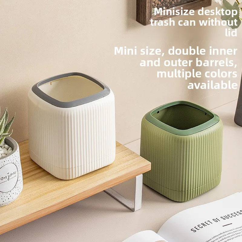 

26 years old new trash can household double bucket inside outside mini small figure desktop uncovered storage bucket trash can