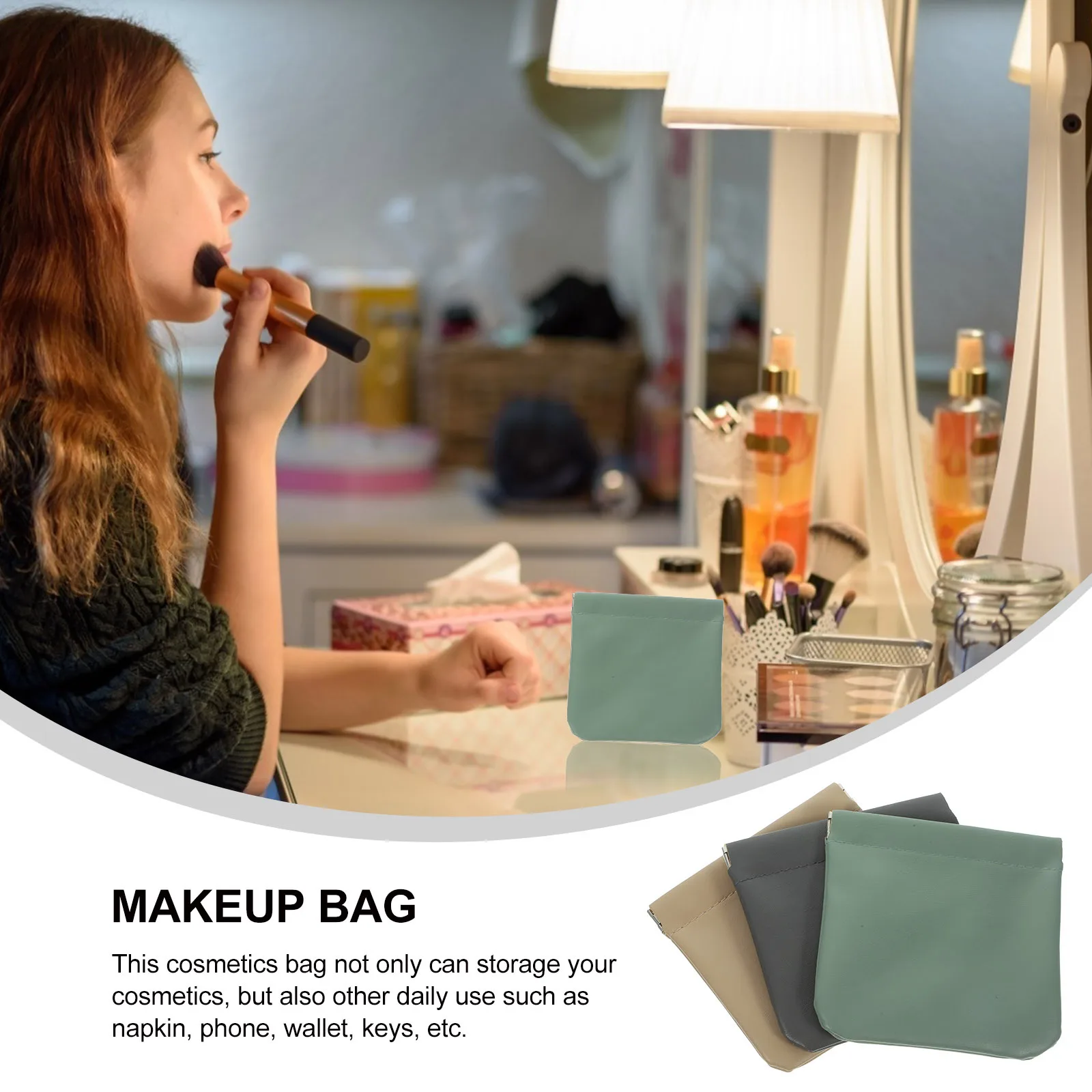 حقيبة مكياج صغيرة محمولة مكونة من 3 قطع، منظم أدوات زينة للسفر، حقيبة تخزين صغيرة للتجميل للنساء والفتيات #3