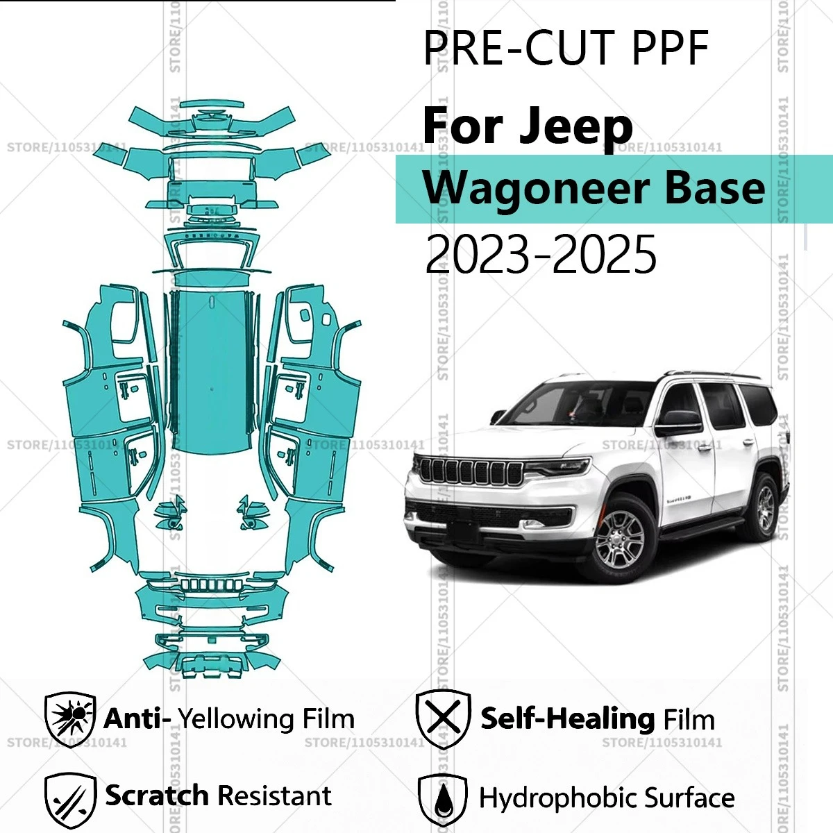

Pre-Cut Paint Protection Film PPF Transparent Car Film Automotive PPF For Jeep Wagoneer Base 2023-2025 Full Vehicle