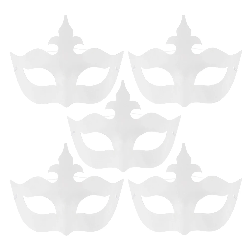 5개 DIY 흰색 종이 공예 키트, 가장무도회 파티, 카니발, 마디 그라 의상 행사용, 무지 페이스 공예 용품, 페인트 가능한 마스크