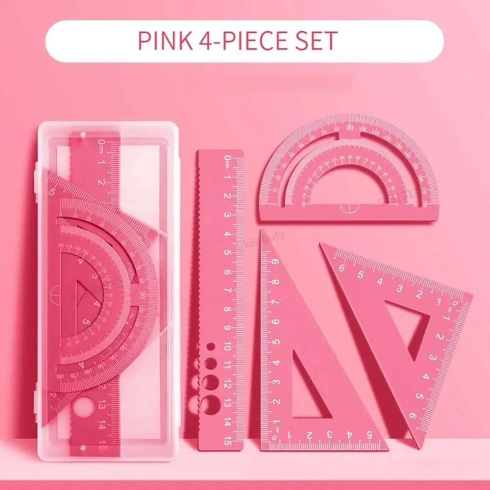 

Precise 4 in 1 Ruler Aluminum Alloy Combination Triangle Protractor Multifunctional Stationery Set Student