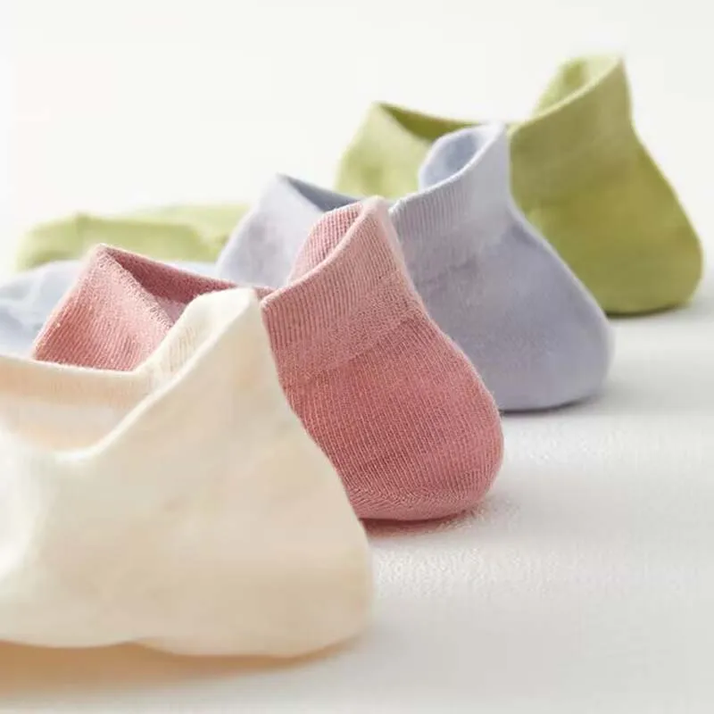5 Pairs Women Socks Candy Color Breathable Sports Socks Solid Color Boat Socks Comfortable Cotton Ankle Socks