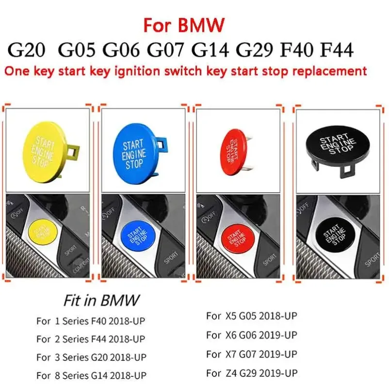 2PCS For BMW G20/M3 G80 One Button Start Stop Push Button Ignition Switch Key Car Modification