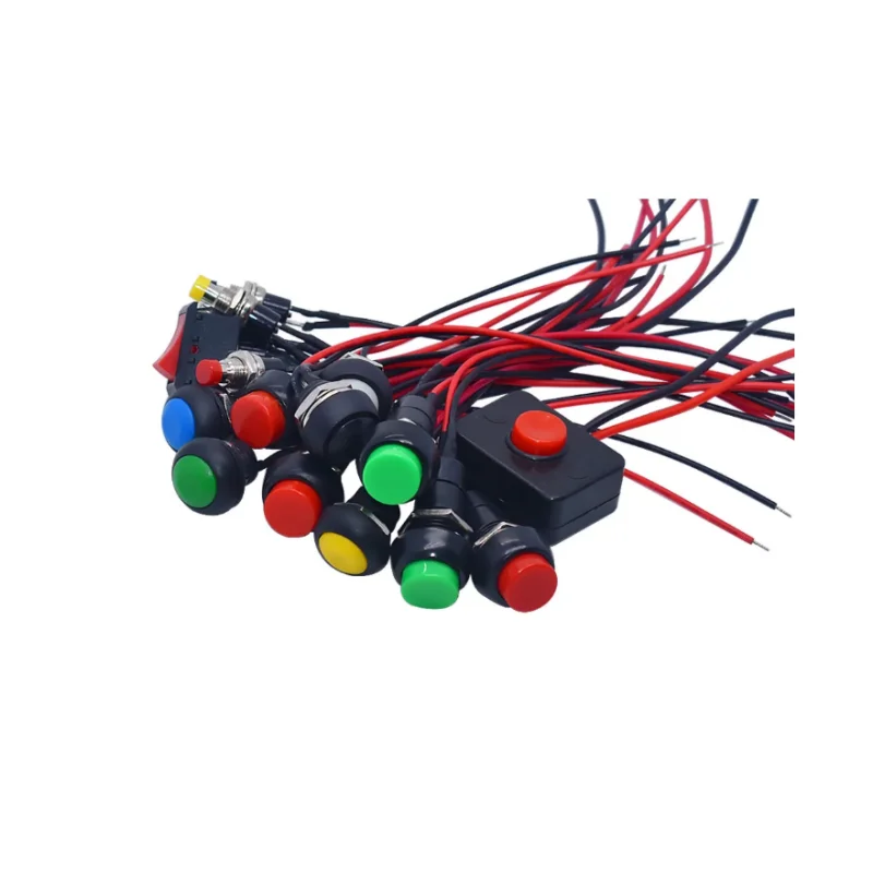12mm Push Button Switch Waterproof Car Electric Speaker Circuit Wire Mini Boat Round Line Shape for Embedding