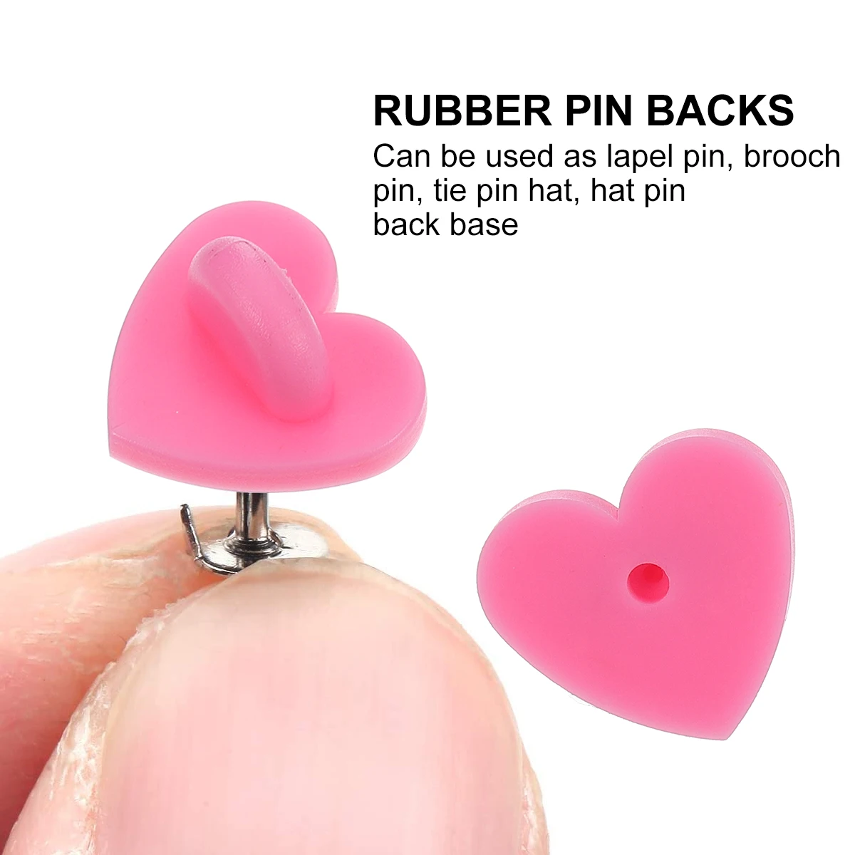 

100 pcs Pink Heart Shaped Rubber Brooch Pins Lightweight Portable DIY Craft Project Accessories Jewelry Making