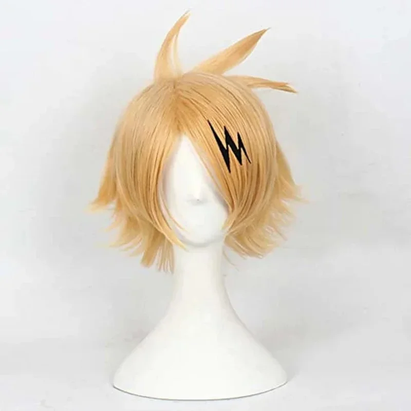 Anime My Hero Academia Cosplay Costume Kaminari Denki Short Wigs Hairpin Black Uniform Suit Halloween Christmas Party Outfitx;8'