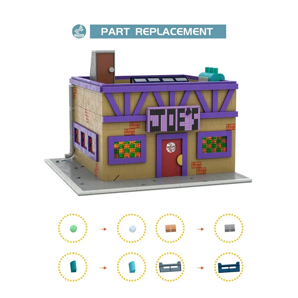 MOC Modular Moe's Tavern Building Kit from Movie,Medieval Street Architecture Model Toys Adults Gifts