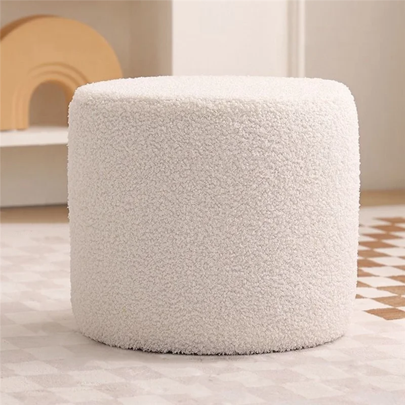 

-AT37 Soft Ottoman Pouf - Comfort Foam Foot Rest For Living Room, Desk, Couch - White
