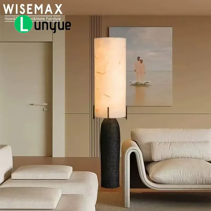 Medieval Style Imitation Marble Metal Floor Lamp for Bedroom Bedside Living Room Hotel Office Villa Decoration Modern