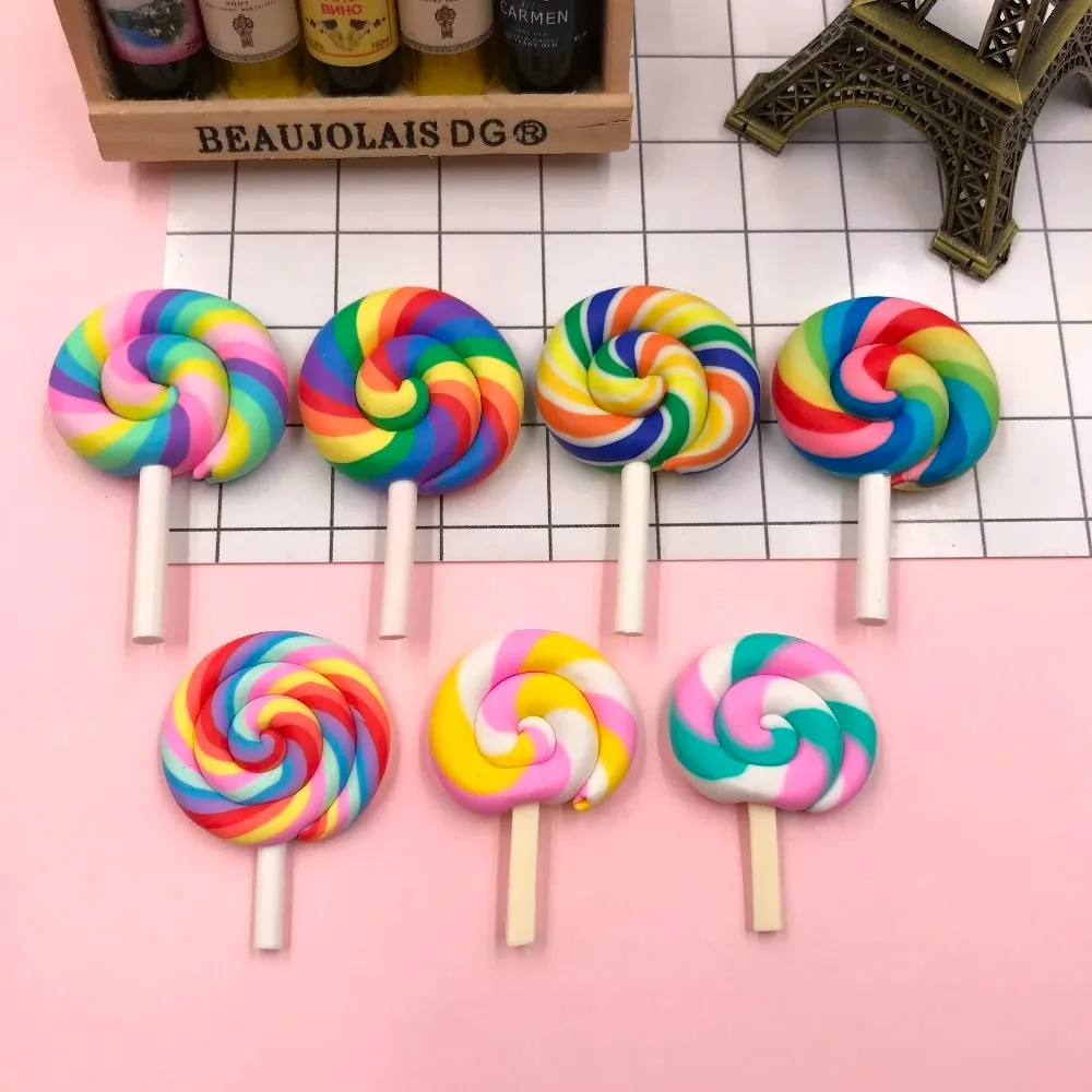 10 قطعة جديد قادم حار Kawaii مصغرة الطين قوس قزح مصاصة ، لتزيين الهاتف ، صناعة الحرف اليدوية ، سكرابوكينغ DIY بها بنفسك #3