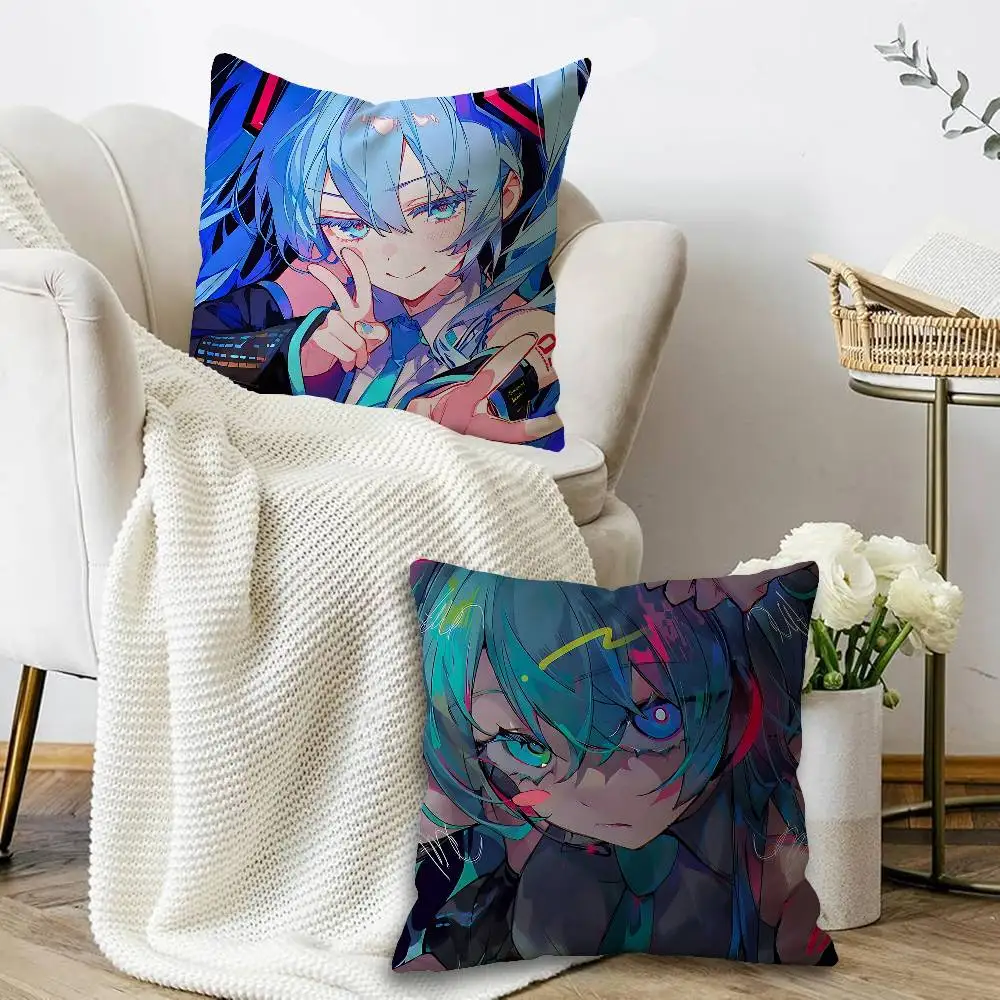 H-Hatsune Girl M-Mikues Cushion Cover Polyester Sofa Cushions Decorative Throw Pillows Home Decoration Pillowcover