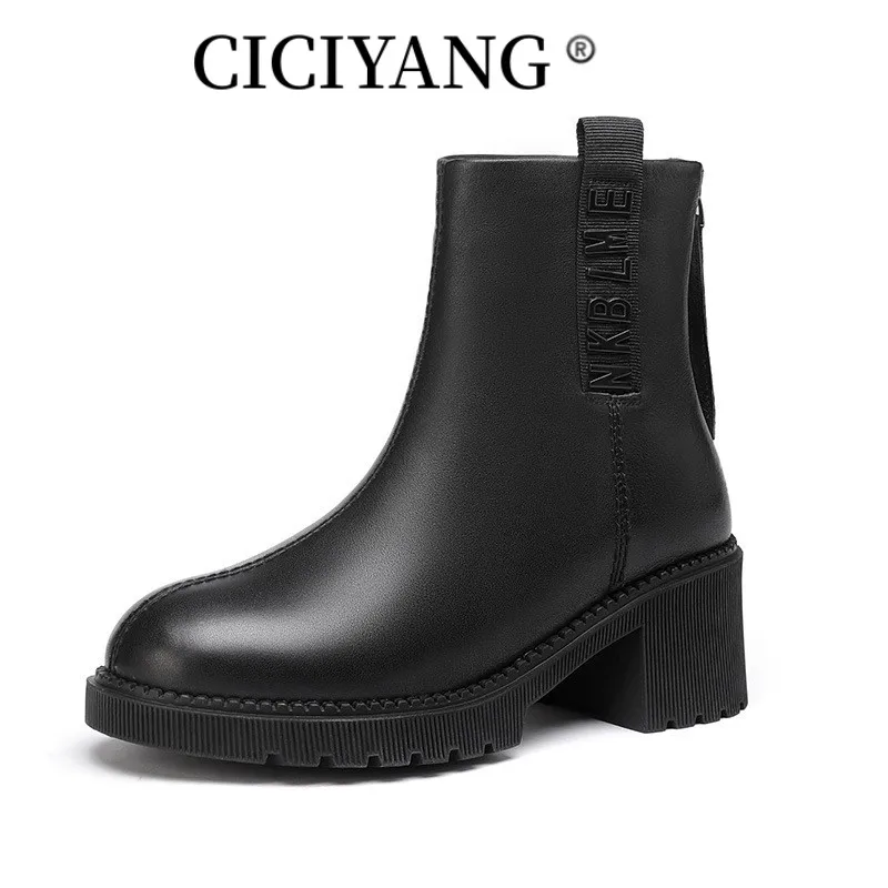 

CICIYANG Women Winter Boots Non-slip 2023 Genuine Leather Fashion Wool Warm Women Ankle Boots Large Size Boots