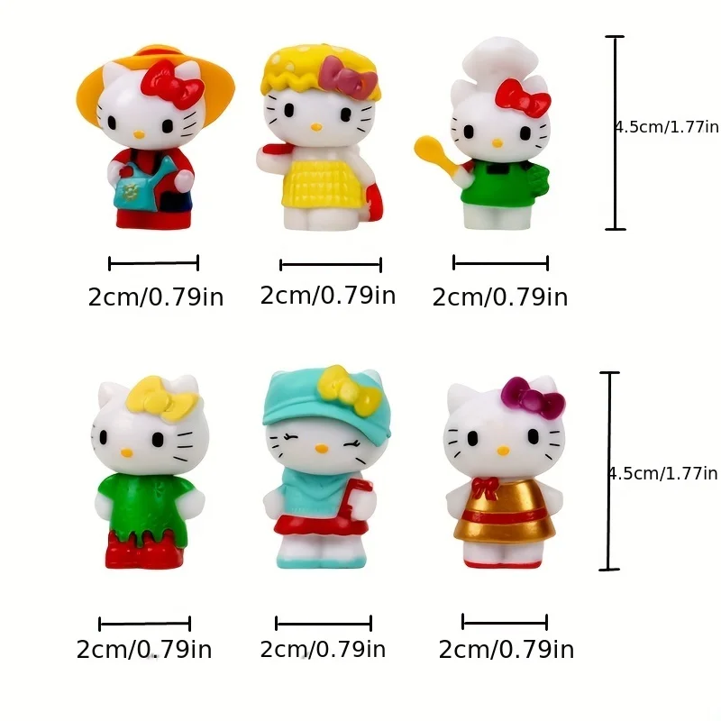 6Pcs/set Sanrio Figuren Doll Cute Hello Kitty Action Figure Cake Decoration Model Desktop Toy Car Deco Ornaments Children's Gift