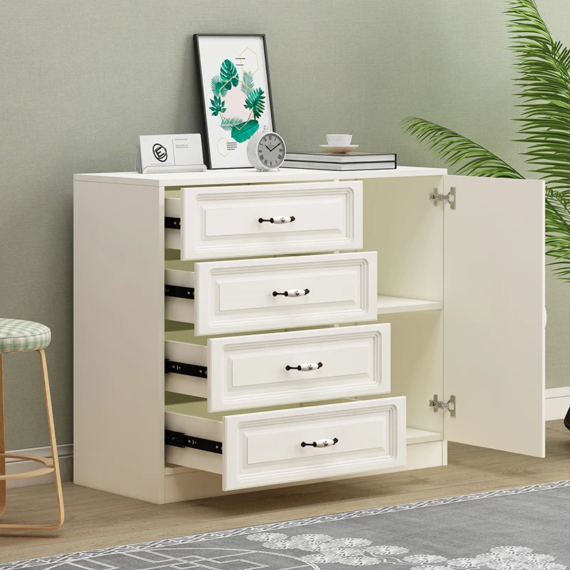 

Cabinet Simple Modern Solid Wood Chest of Drawers Living Room European Style Six-Bucket Cabinet Bedroom White Drawer Locker