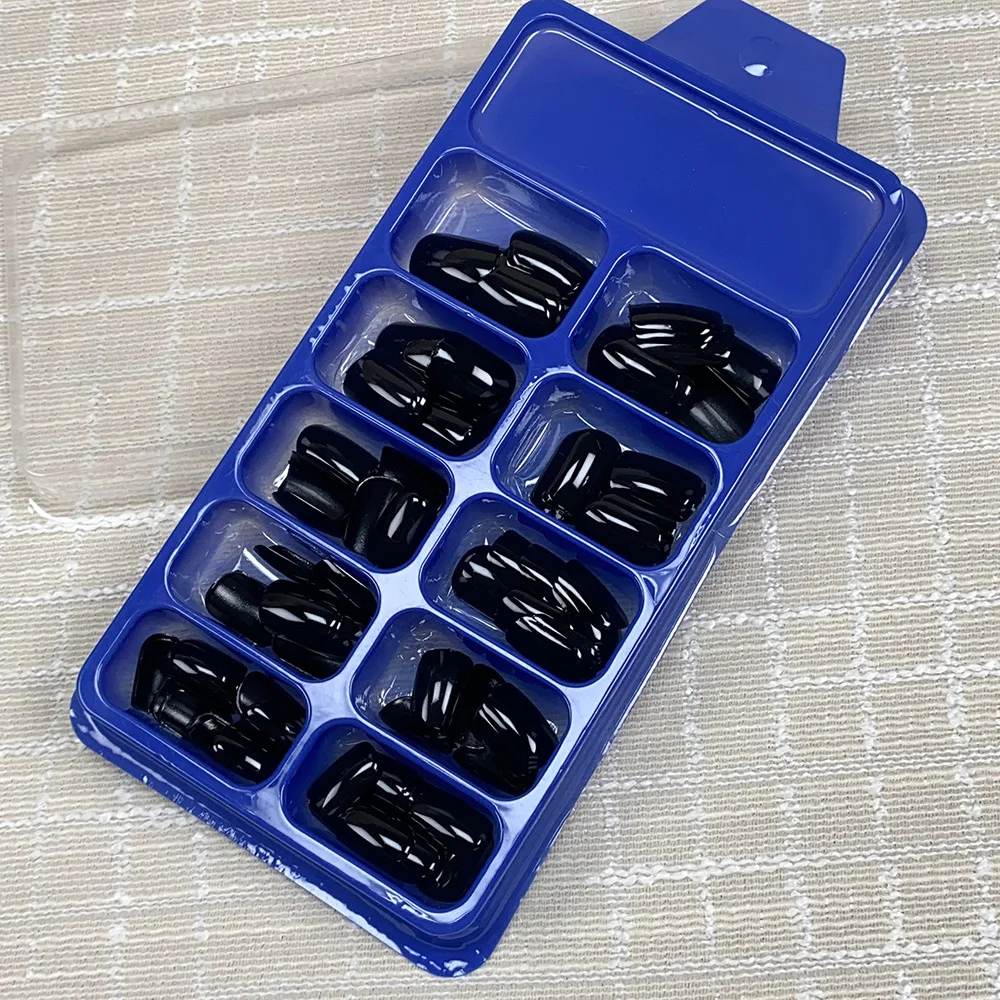 120 Stücke Klassische Glänzend Schwarz Künstliche Nägel Volle Abdeckung Drücken Sie Auf Nägel Kurze Runde Wiederverwendbare Falsche Fingerspitzen DIY Frauen Maniküre Werkzeuge