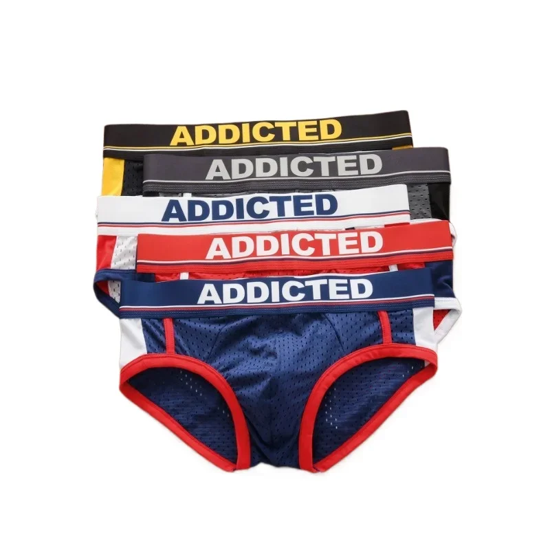Addicted men's low waist breathable ice silk mesh comfortable fashion trendy briefs men