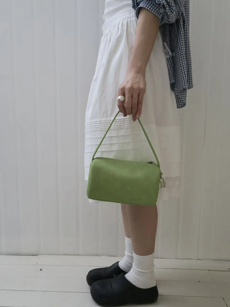 Whiterm-Bolsa de Tofu pequeña de mano, versátil, estilo coreano, Simple, de un solo hombro, para axila, portalápices, PU suav...