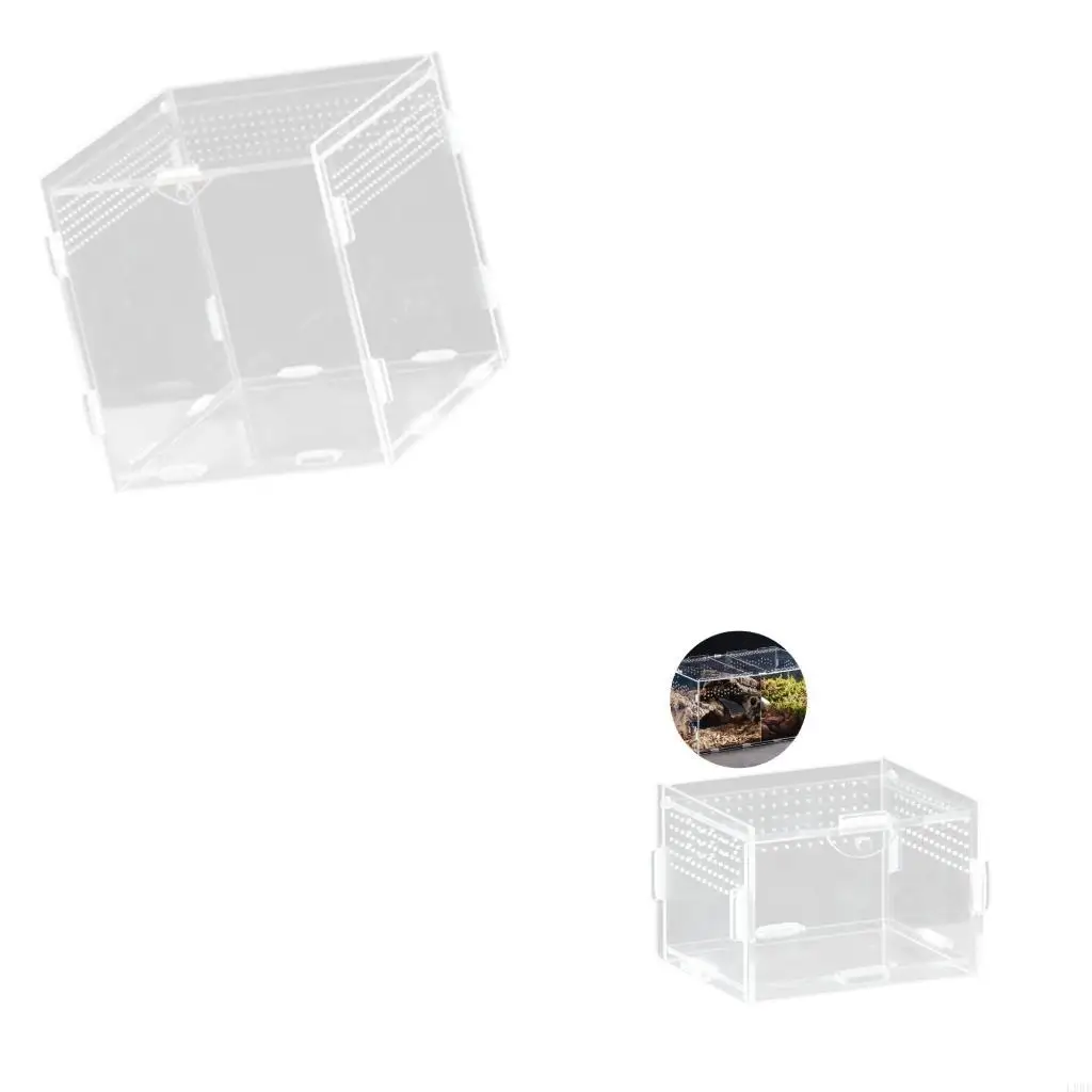 L9BE Clear Acrylic Reptiles Tanks With Ventilation Holes Terrarium Box For Small Lizards And Snakes Jumping Spiders Watching