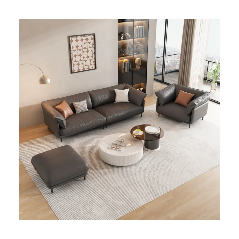 

Легкий роскошный кожаный итальянский диван, небольшой домашний современный простой диван для гостиной, 3-местный диван Честерфилд из воловьей кожи с верхним слоем