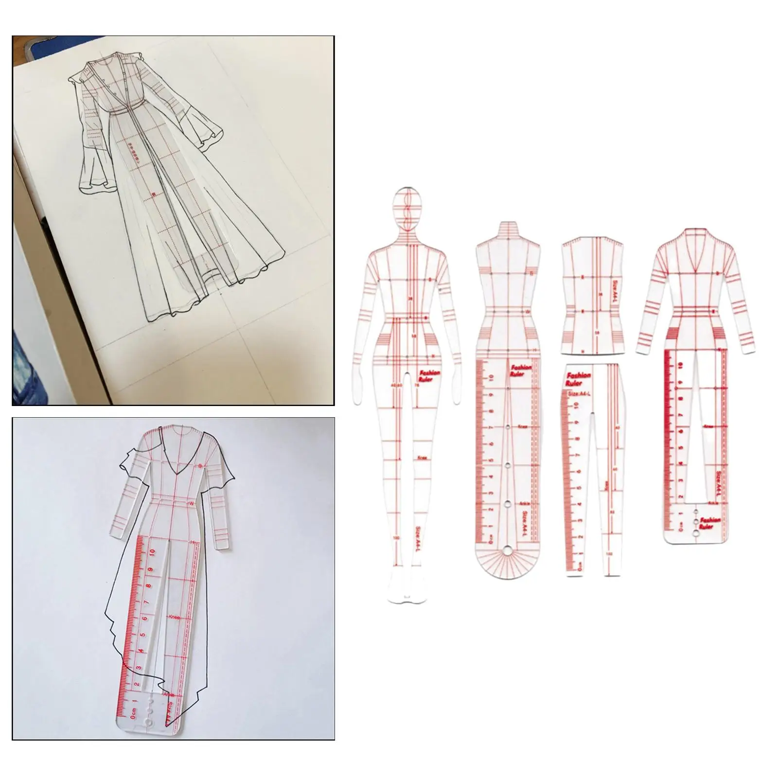 

Fashion Illustration Drawing Ruler Woman Sewing Template Rulers for Sketch