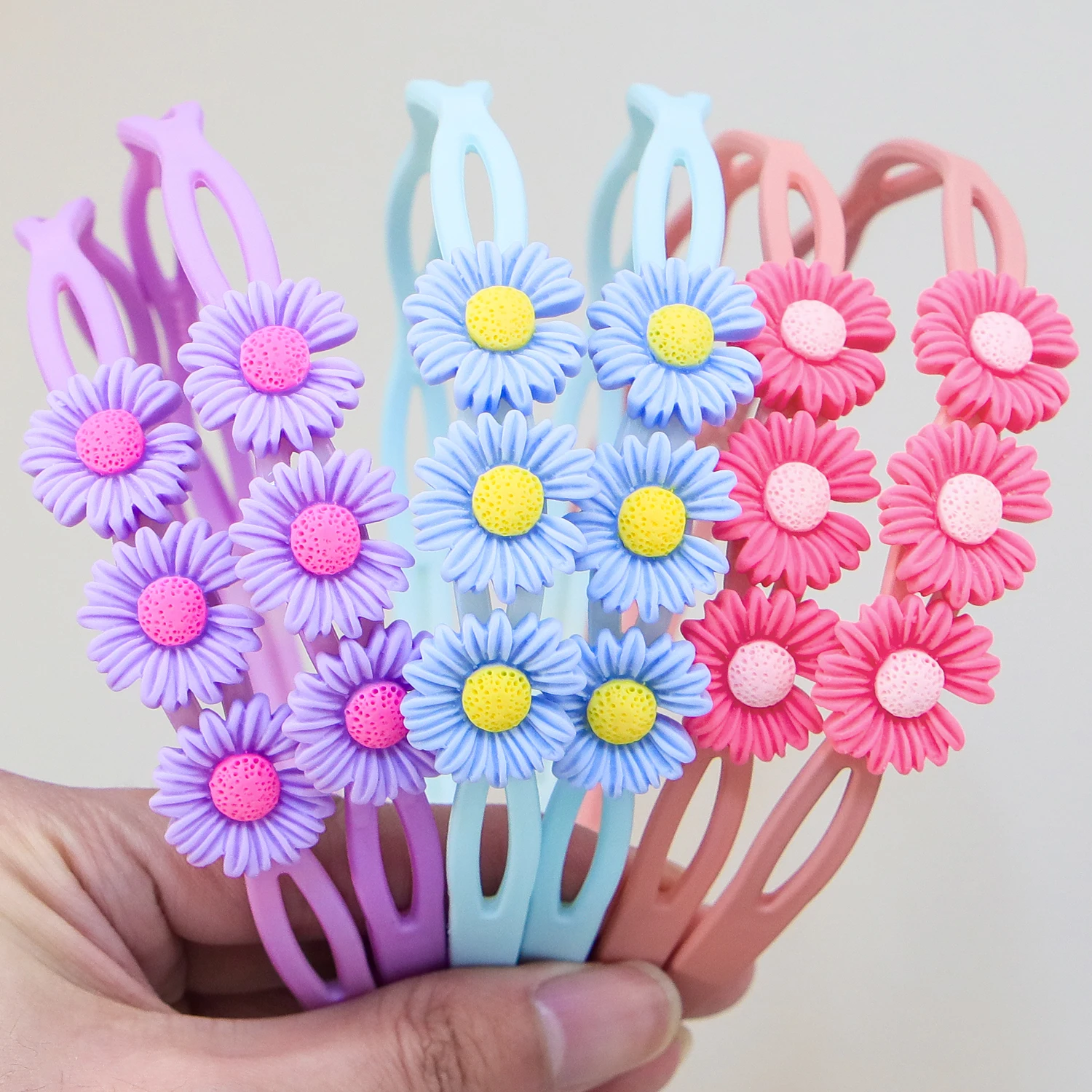 6PCS Girls Flower Headbands Candy Color Plastic Teeth Hairbands Kids Floral Hairband Family Decoration Party Hair Accessories