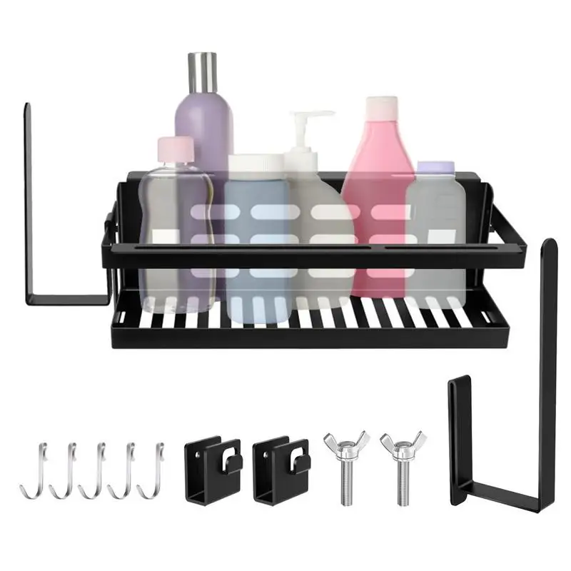 Barbecue Seasoning Rack Rustproof Storage Shelf with Hooks  For Oil Bottles Ketchup Salad Dressings   Kitchen Hanging Organizer