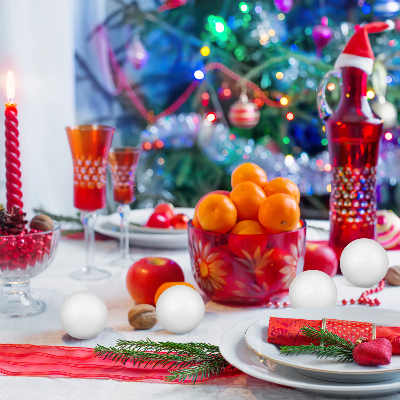 

10 Pcs Christmas Craft Balls Polystyrene Spheres Decor Foam Decorations DIY Ornaments Art Baubles