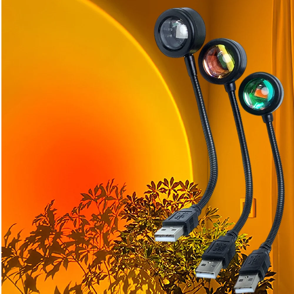 

USB закат Радужная лампа проексветильник свет s 7 цветов светильник для фотографий прямая трансляция фон домашний Настенный декор