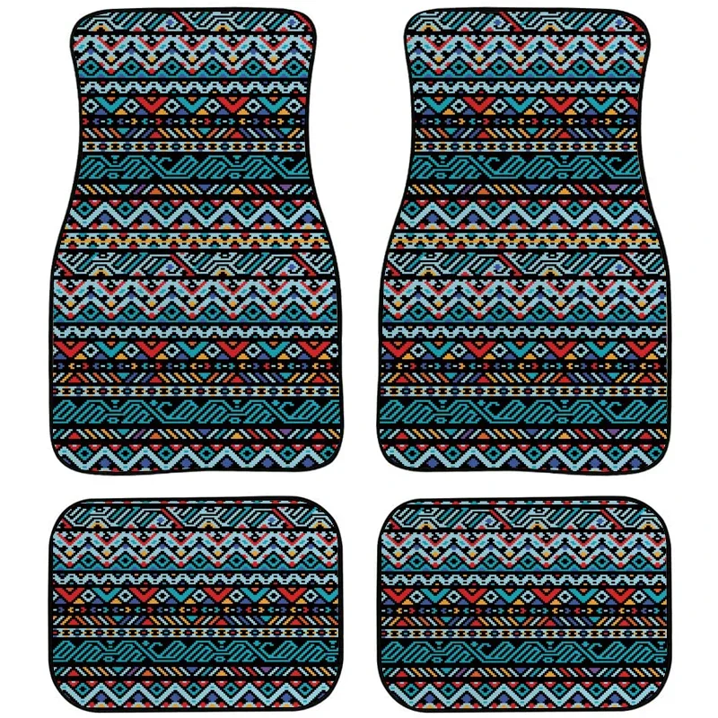 

Этнический ретро-полосатый салон автомобиля, водонепроницаемый ковер, защита от атмосферных воздействий, универсальный резиновый материал, автомобильный коврик для ног для Vw