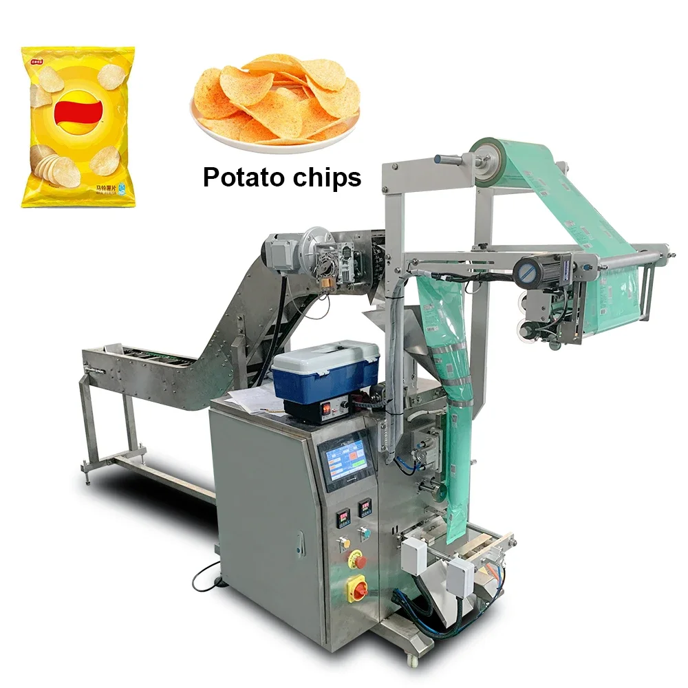 Semi-Auto Ketting Emmer Koekjes Gehaktbal Dumplings Fruit Chips Gezwollen Graan Bevroren Voedsel Vullen Afdichting Verpakkingsmachine