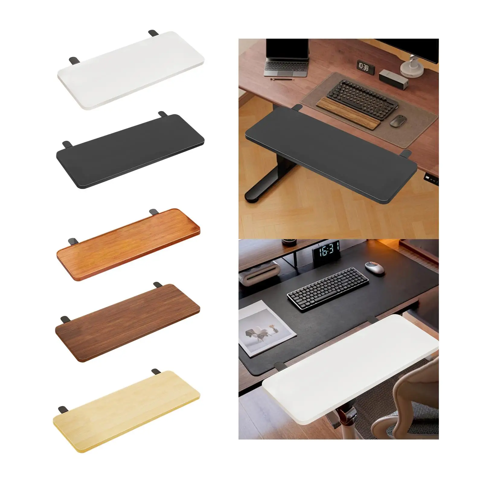 Desk Extender Board Keyboard Tray Extension Attachment 50x20cm Foldable Space Saving Clamp on Home